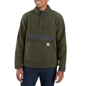 NWT MEN’S CARHARTT RELAXED FIT SNAP FLEECE PULLOVER SIZE 2XL OLIVE GREEN